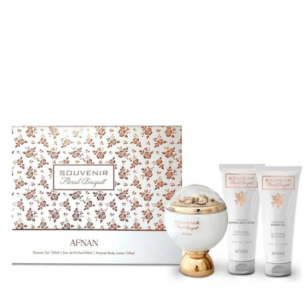 Souvenir Bouquet Kit x 3 - Afnan - Perfume 100 ML + Crema Corporal 100 ML. + Gel de Ducha x 100 ML. - Image 3